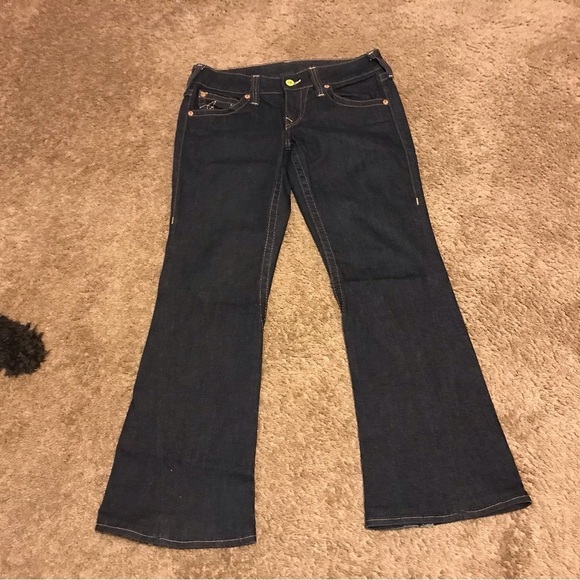 True Religion Womens Style# WC92075E4 Twist Leg Jeans Size 31 Yellow Button - Picture 1 of 9